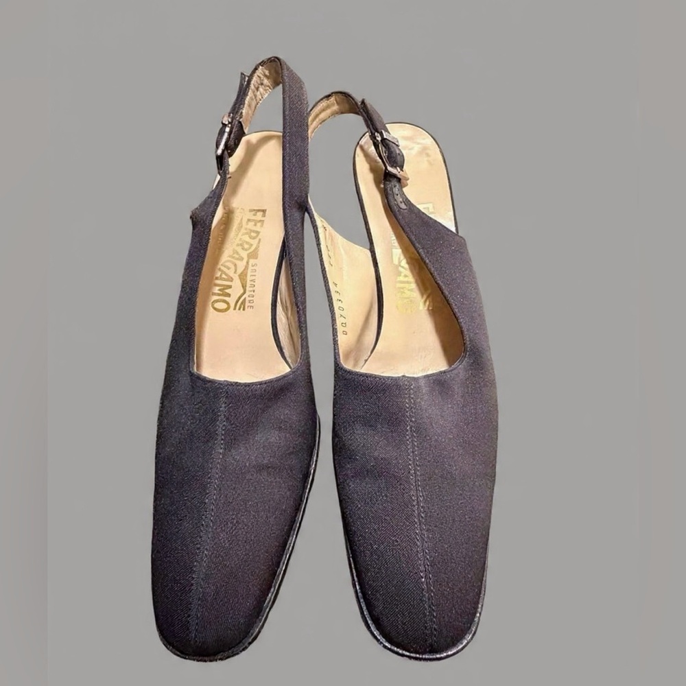 Salvatore Ferragamo Black Slingback Mules Size 8 1/2